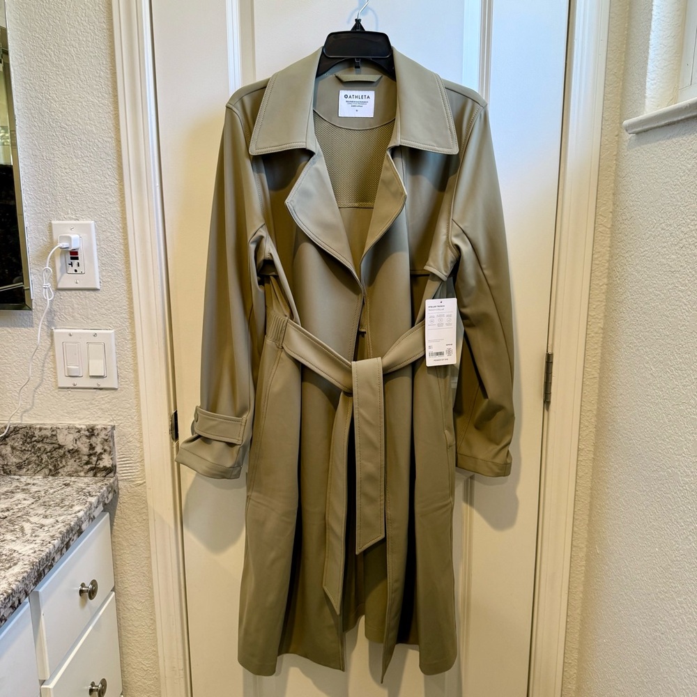 Athleta Stellar Trench Coat M Olive Branch